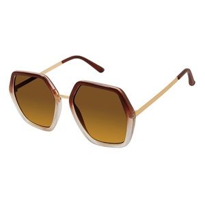 🆕 Brown Ombré Oversize Geometric Sunglasses Laundry by Design